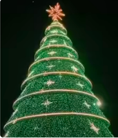 Arbre de Noël géant personnalisé en métal avec éclairage LED, écologique, avec sommet en forme d'étoile de neige, pour centre commercial, place publique