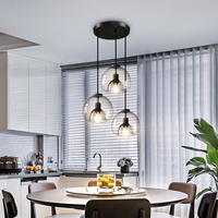 Lustre Suspendu en Verre Rustique de Bonne Qualité d'Usine, Décoration de Cuisine, Lampe Suspendue de Luxe, Restaurant Nordique, Lustre Moderne à Boule de Verre