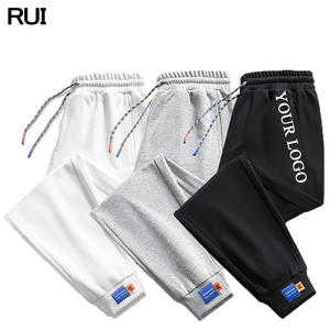 Pantalons de jogging en toile décontractés personnalisés avec logo brodé pour hommes, taille plus, pantalons de survêtement lourds - Product Image 1