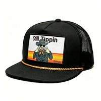 Casquette Trucker Snapback 5 Panneaux Personnalisée en Maille avec Corde, Style Hip Hop Décontracté d'Été, Couleur Dégradée, Patch Tissé, Broderie 3D, Corde Orange