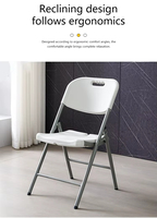 Chaises pliantes modernes en acier inoxydable et plastique pour événements, fêtes, jardins, portables, blanches, vente en gros