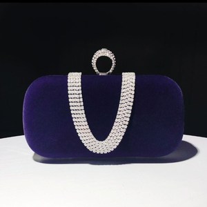 Fashionable Women's New Style Evening Bag Velvet Square Rhinestone <b>Clutch</b> Purse Shoulder Handbag for Black Dress Banquets - Product Image 4