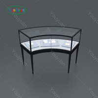 Vitrine à bijoux murale haut de gamme avec logo personnalisé, en verre et éclairage LED, pour boutique