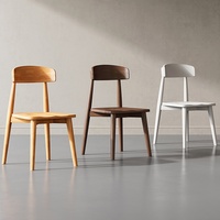Chaise de salle à manger en bois massif nordique, revêtement en cuir, design moderne simple et luxueux pour la maison, l'hôtel, le restaurant, bois naturel