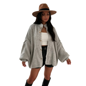 Suéter Cárdigan de <span class=keywords><strong>Punto</strong></span> para Mujer, Estilo Británico Retro, Color Sólido, <span class=keywords><strong>Manga</strong></span> Murciélago, Botones, Otoño Invierno - Product Image 1