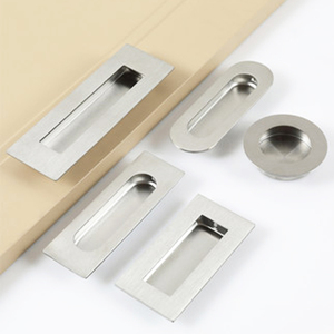 椭圆形隐私黑暗嵌入式隐藏式不锈钢推拉门冲洗衣柜把手 - Product Image 1