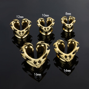1 Uds aleación de cobre en forma de corazón oreja Camilla túnel tapones para los oídos hueco oreja soporte expansor Piercing joyería para hombres y mujeres caliente - Product Image 4