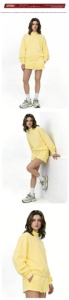 Conjunto de <span class=keywords><strong>2</strong></span> piezas para mujer: Sudadera de forro polar holgada de cuello redondo liso y pantalones cortos de estilo urbano, ecológicos, para otoño, en stock. - Product Image 4