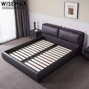 WISEMAX MUEBLES Diseño minimalista marco de la cama del hogar madera de pino maciza microfibra de cuero king size queen size marco de la cama para el dormitorio - Product Image 3