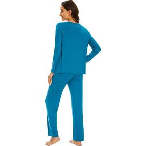 Ensemble de pyjamas pour femmes personnalisés, vêtements de nuit à manches longues, 2 pièces, viscose de bambou, vêtements de détente doux, tailles S à XXL - Product Image 2