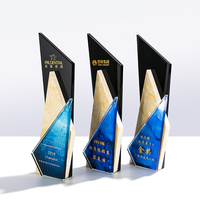 Nouveau design, trophée en cristal bleu avec logo personnalisé, trophée en marbre pour les soins personnels, trophée en cristal