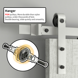 Bộ phụ kiện cửa trượt chữ J màu trắng bán buôn 6.6FT/2m, bộ ray và con lăn cho cửa đơn và cửa đôi - Product Image 2