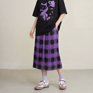 Jupe midi plissée Miyake rétro à pois taille haute coupe droite PY 2026 – Vêtements occidentaux pour femmes – Vente en gros en ligne - Product Image 1