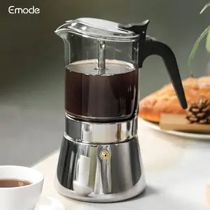 Emode 4 bardak Metal Pot Pot cam kahve makinesi Espresso İtalyan taşınabilir paslanmaz çelik kahve makinesi SS430