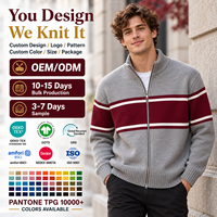 Cardigan en maille zippé pour homme, col montant, manches longues, décontracté, hiver, manteau tricoté, fabricant OEM ODM