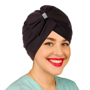 HZM-61239 Stock d'usine, chapeau hijab musulman pour femmes, couleur unie, devant court, nœud croisé, turban - Product Image 5