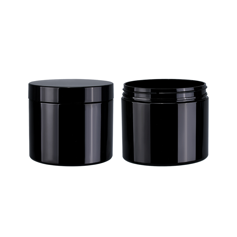 Custom Round 400ml Black Plastic Jars PET Container for Food Protein powder Cans Travel Plastic PET Bottle Storage Jars