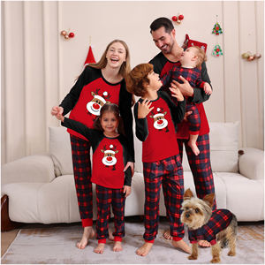 Pyjama de Noël rouge bleu famille correspondant ensemble de Noël grand arbre de Noël doux pyjamas de Noël famille - Product Image 6