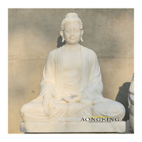 Buddha Statue Marble Hand Carved Traditional Outdoor Large