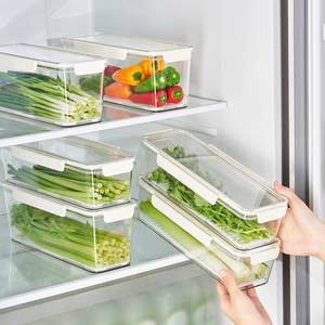 กล่องเก็บของพลาสติกทรงสี่เหลี่ยมผืนผ้า กล่องเก็บต้นหอม ขิง กระเทียม บะหมี่ กล่องเก็บอาหารเกรดอาหาร สำหรับครัว รักษาความสดใหม่ ปิดผนึกอย่างดี - Product Image 1