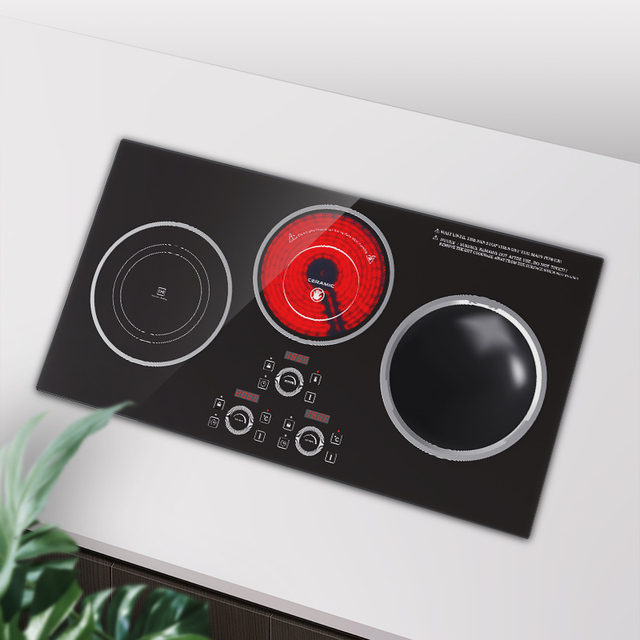 Hot Sales Model Built-in Design 220-240V 3400W One Infrared and Two Induction Zone Induction Cooktop