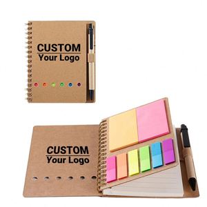 Offre Spéciale – Mini Carnet Spirale Portable avec Stylo, Bloc-Notes en Papier Kraft Recyclé et Lot de Notes Adhésives pour le Bureau et l'École - Product Image 1