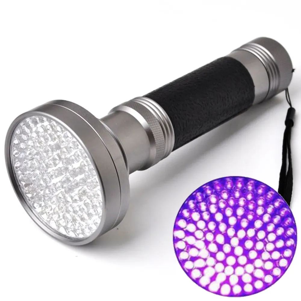 365nm 395nm UV el feneri 100LED UV LED Torch lambası taşınabilir ultraviyole algılama para hayvan köpek kedi İdrar muayene Torch