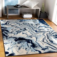 Tapis moderne bleu personnalisé avec motif nœuds océaniques