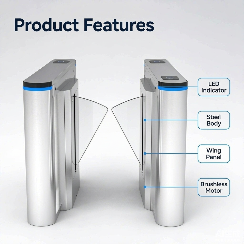 Flap Barrier Gate Access Control System with RFID Card Reader and LED ...