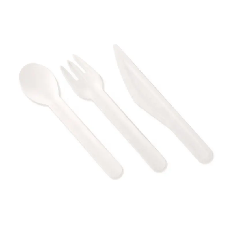 Ustom-cubertería de papel yodegradable, tenedores, cuchillos y cucharas de helado, cubertería desechable ecológica