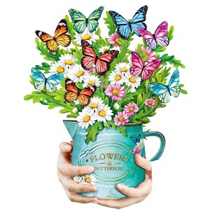 Carte <span class=keywords><strong>3D</strong></span> Pop-Up Bouquet de Fleurs Marguerites Papillons – Enveloppe et Bloc-notes vierges pour la Fête des Mères, Anniversaire, Remise en Guérison, Vœux - Product Image 1