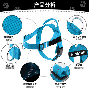 เสื้อกั๊กสายรัดอกสุนัข Winston แบบปรับได้ ทำจากไนลอน สำหรับสุนัขพันธุ์กลางถึงใหญ่ เหมาะสำหรับพาออกนอกบ้าน - Product Image 2