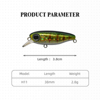 NOUVEAU Leurre Artificiel Dur Minnow à Coulée Lente 38mm 2.8g, Wobbler à Action Nage Flottante pour Eau Douce, Saumon, Poisson-Chat