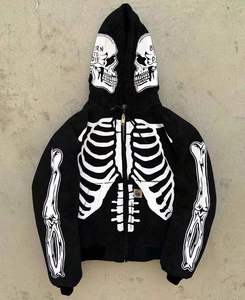 Felpe con cappuccio Cardigan Hip Street moda uomo felpe Streetwear dipinte con teschio Hip Hop Graffiti <span class=keywords><strong>felpa</strong></span> con cappuccio taglia S-4XL - Product Image 3