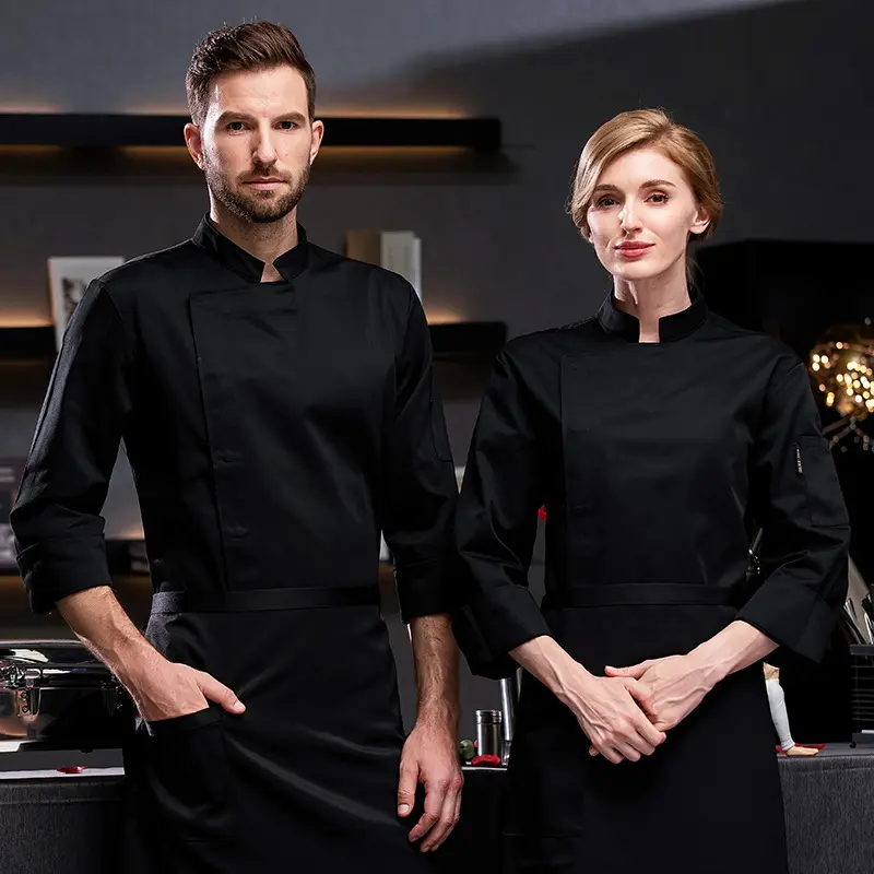 Casaco de hotel de mangas compridas para homens, casaco de trabalho de chef, casaco de cozinha para mulheres, uniforme de cozinha, logotipo personalizado, novidade