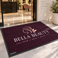Tapis d'entrée intérieur commercial robuste HM avec logo personnalisé, réversible, écologique, lavable, en nylon, avec dos antidérapant en caoutchouc