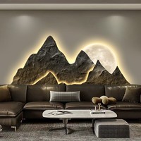 Light Luxury LED Backlit Wall Art Decorative Painting with Moon Design Modern for Living Room Sofa Background Wall