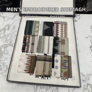 Saudi Arabia <b>Men</b> Autumn Embroidered Acrylic Shemagh Omani Masar Prayer Keffiyeh <b>Bandana</b> Scarf Shawl Muslim Apron 540g/pieces - Product Image 2