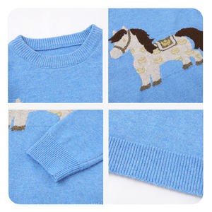 Pull Joychuang pour le Nouvel An, col <span class=keywords><strong>rond</strong></span> rouge, année du cheval, unisexe, hiver, Noël, superposition, tricoté, lourd, t-shirt - Product Image 5