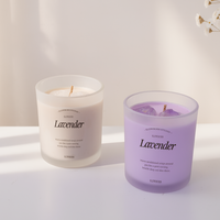 Bougie parfumée artisanale en cire de soja biologique de luxe OEM, dans un bocal en verre avec couvercle, coffret cadeau pour la Saint-Valentin et Diwali, parfum personnalisé