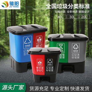 Contenedor de Basura de Doble Compartimento con Pedal y Tapa, Separación de Residuos Secos y Húmedos, Contenedor de Almacenamiento Doméstico para Uso en Interiores y Exteriores - Product Image 4