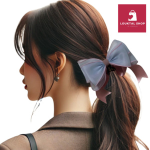 2025 Women's Hair Tie & Large Size Hair <b>Bow</b> Handmade in Thailand <b>Blue</b> Premium Materials Cute Design Sweet Style - Product Image 3