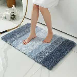 Yüksek kaliteli makine yıkama kuru peluş tüylü banyo paspasları için TPR destekli banyo küveti ve duş banyo paspas