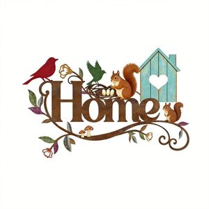 En gros, Niche à oiseaux en métal avec lettres HOME, Décoration murale artisanale en fer pour intérieur et extérieur - Product Image 5