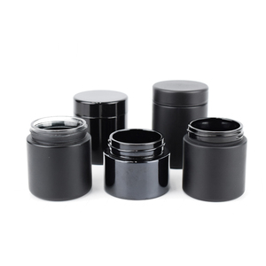 Toples kemasan bunga UV hitam Matte kaca hitam tahan anak kustom 2OZ 3OZ 4OZ <span class=keywords><strong>3</strong></span>.5g wadah kemasan dengan tutup