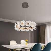 Lustre en cristal luxueux - Forme de feuille en verre - Design à double couche - Moderne - Doré - Hauteur réglable - LED à intensité variable - Garantie de 3 ans