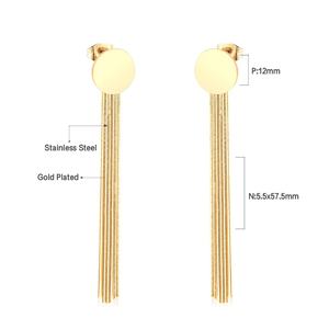 Pendientes Colgantes de Borla Circular Chapados en Oro PVD de 18K, de Acero Inoxidable, Joyería de Moda para Bodas y Fiestas, para Mujer - Product Image 1