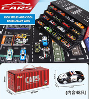 48 Coches de Juguete de Metal Fundido a Presión con Caja Contenedora para Niños, Mini Vehículos de Carreras, Regalo de Fiesta, Mini Coche de Juguete Metálico