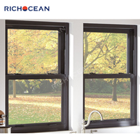 Fenêtres à double battant en aluminium durable de taille personnalisée RICHOCEAN, à double vitrage Low-E, pour villa