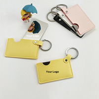Zonyin petit blanc Rectangle en cuir Pu porte-clés miroir personnalisé Logo privé Portable voyage maquillage main poche miroir pour sac